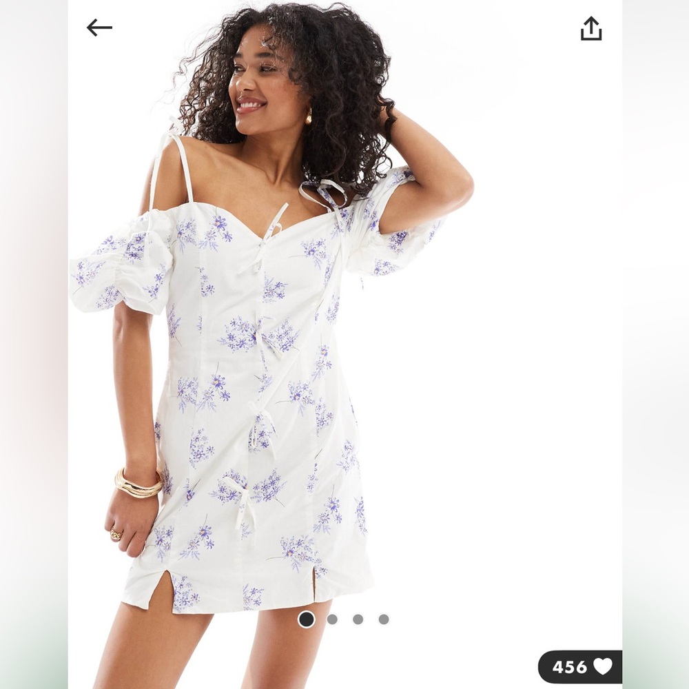 Floral White and Purple Dress